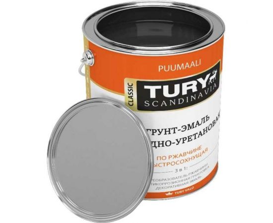Грунт-эмаль TURY АУ по ржавчине 3 в 1, темно-серая (RAL 7024), 0.9 кг T1-00003562 
