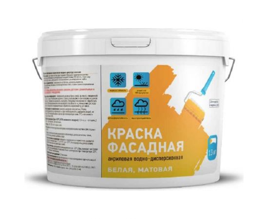 Фасадная акриловая краска OZON ВД-АК 109 экономичная, белая, 9 л, 13 кг ВД-АК-109-13 