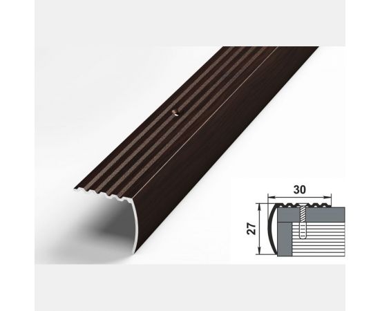 Порог угловой алюминиевый (30х27 мм; 0.9 м; декоративный; дуб венге) Лука УТ000003104 – изображение 2