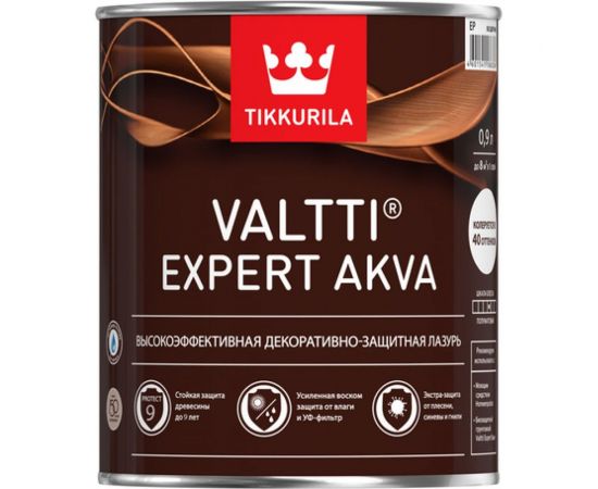 Лазурь TIKKURILA VALTTI EXPERT AKVA высокоэффективная защитная, полуматовая, бесцветный 2,7л 700009574 