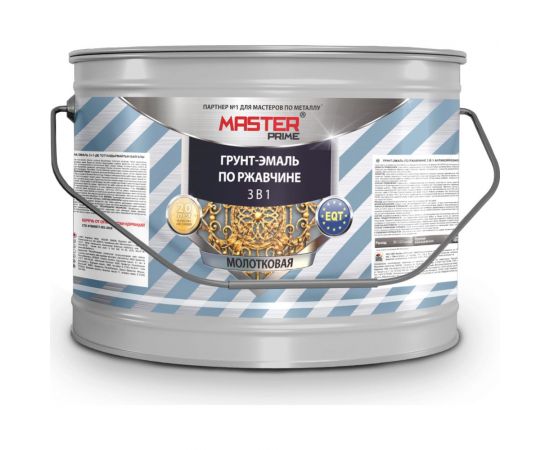 Грунт-эмаль по ржавчине MASTER PRIME 3 в 1 молотковая светло-серый, 4 л 4300005675 