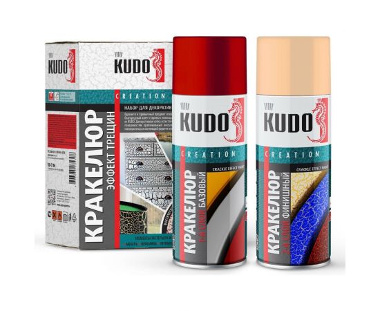 Набор из 2 эмалей KUDO кракелюр эффект трещин цвет Слоновая кость по красному 11605491 