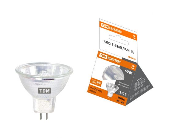 Галогенная лампа с отражателем TDM MR16 (JCDR), 50 Вт, 230 В, GU5.3 SQ0341-0009 
