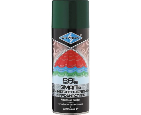 Эмаль для металлочерепицы и профнастила SKYRON зелёный мох RAL-6005 SR-46005 
