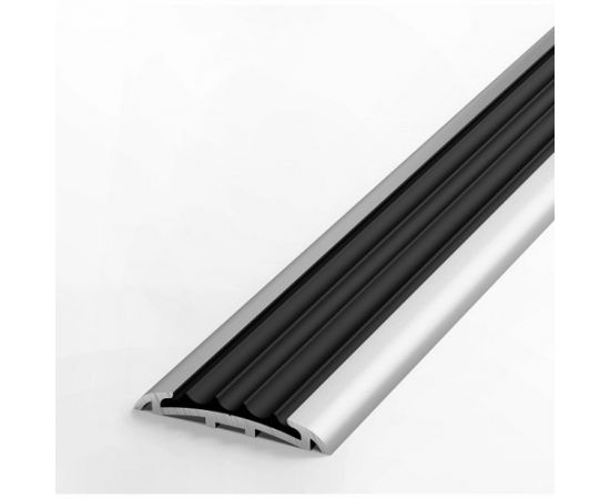 Порог прямой алюминиевый (40 мм; 2.7 м; без покрытия; черная резинка) Лука УТ000024462 
