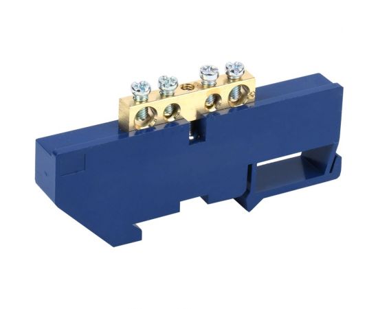 Нулевая N шина с синим изолятором на DIN-рейку REXANT 6x9 мм стойка большая 4 группы 11-2338 