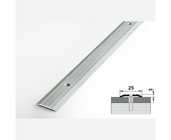 Порог прямой алюминиевый (25 мм; 0.9 м; декоративный; ольха серая) Лука УТ000026018 – изображение 2