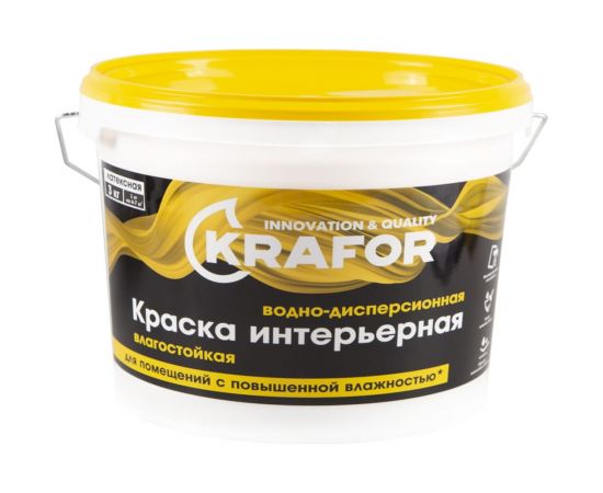 Интерьерная краска KRAFOR водно-дисперсная латексная влагостойкая 3 кг 26965 – изображение 2