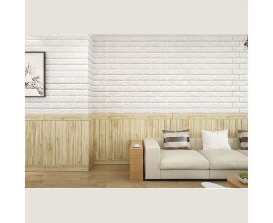 3D панель мягкая самоклеящаяся LAKO Классический кирпич (белый; 70х77 см) LKD-01-04-01 – изображение 5