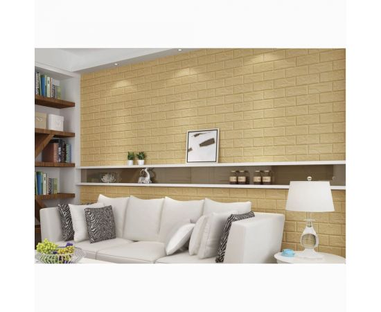 3D панель мягкая самоклеящаяся LAKO Классический кирпич (бежевый; 70х77 см) LKD-01-04-06 – изображение 5