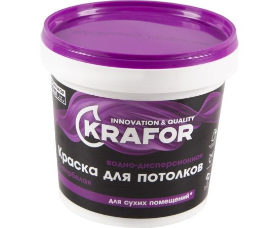 Краска для потолков Krafor Супербелая в/д 1.5 кг 42168 