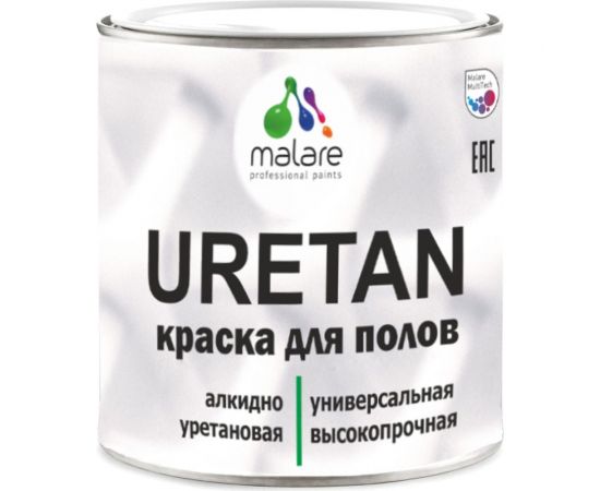 Краска MALARE URETAN для пола, полуматовая, черная, 2,4 кг 2015222564016 
