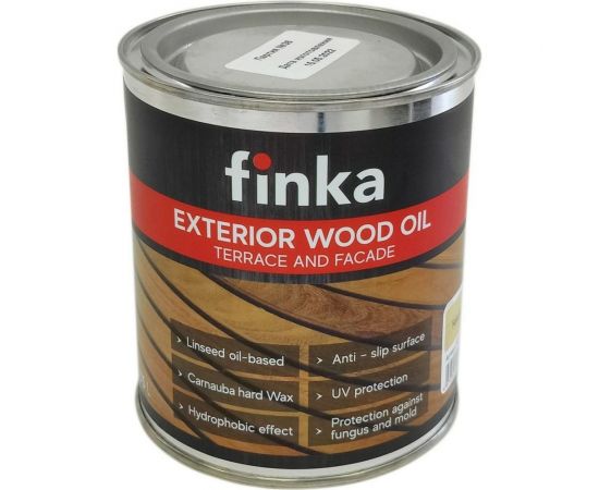 Масло для террас и фасадов Finka Exterior Wood Oil для внутренних и наружных работ, льняная основа, Мербау (Мerbau), 0.75 л FO-075M 