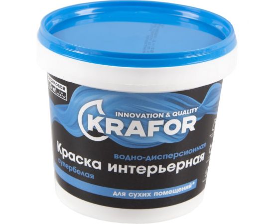 Интерьерная краска Krafor Супербелая в/д 1.5 кг 42169 