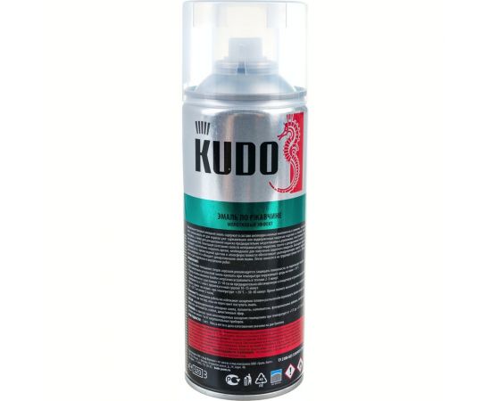 Эмаль по ржавчине молотковая KUDO серебристо-голубая. Аэрозольная краска в баллончике для металла. KU-3010 – изображение 3