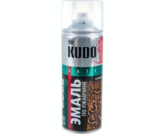 Эмаль по ржавчине молотковая KUDO серебристо-голубая. Аэрозольная краска в баллончике для металла. KU-3010 – изображение 4