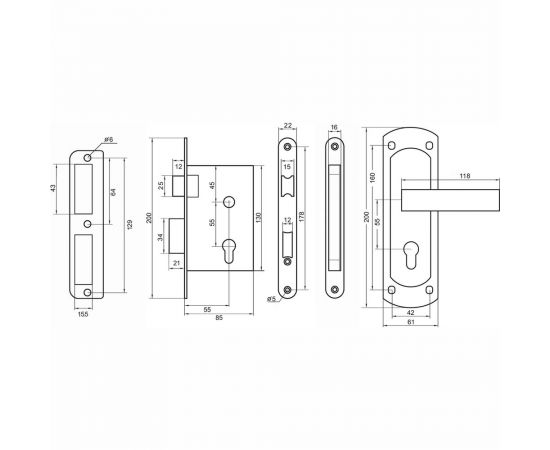 Врезной замок Palladium 460-25 CP L СТ-00000196 – изображение 5