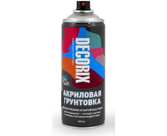 Аэрозольная акриловая грунтовка Decorix (матовая; черная; 520 мл) 0108-02 DX 