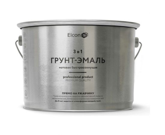 Быстросохнущая грунт-эмаль по металлу Elcon (3 в 1 по ржавчине; матовая; красная; 2 кг) 00-00462664 