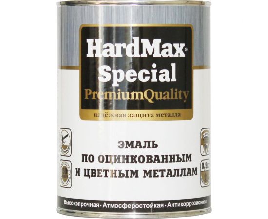 Эмаль по оцинкованным и цветным металлам HardMax RAL 7040 серый, банка 0.9 кг 4690417070879 
