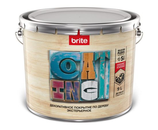 Декоративное покрытие по дереву BRITE FLEXX экстерьерное беленый дуб, ведро 9 кг 212455 – изображение 2