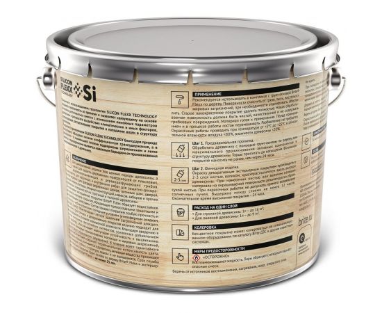 Декоративное покрытие по дереву BRITE FLEXX экстерьерное беленый дуб, ведро 9 кг 212455 – изображение 3