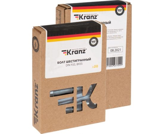 Шестигранный болт KRANZ DIN 933, 8x55, 24 кг/ 900 шт. 1302-0855-1 – изображение 6