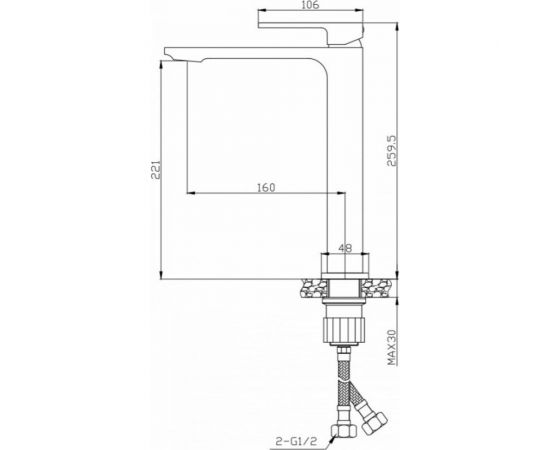BelBagno LUCE Смеситель для накладных раковин, без донного клапана, чёрный LUC-LMC-NERO-W0 – изображение 2