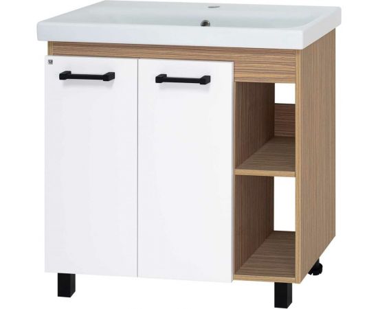 Misty Крафт - 80 Тумба напольная 2 дв. (беж. зебрано/бел) ПВХ П-Кра-07080-011 