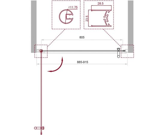 BelBagno Душевая дверь UNO-B-1-90-C-Cr – изображение 2