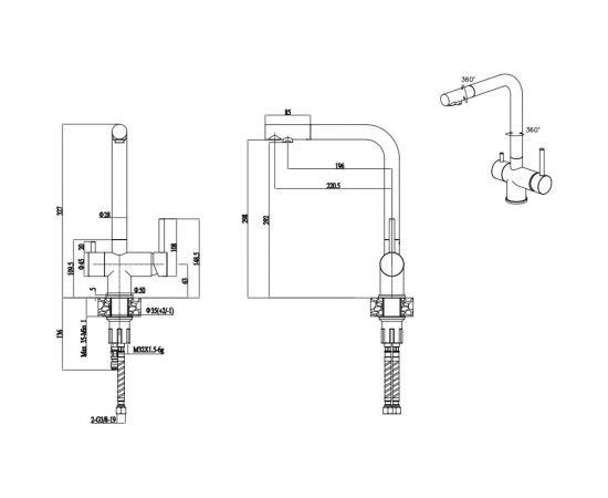 Paulmark Смеситель для кухни SKALEN под фильтр серый Sk213020-310 – изображение 2