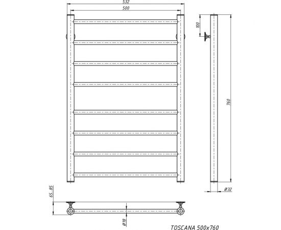STINOX Полотенцесушитель водяной Toskana, TOS80 – изображение 3