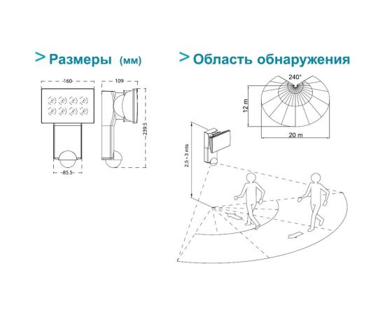Orbis светодиодный светильник со встроенным датчиком движения 240 град. PROXILED 8 бел. OB135450 – изображение 3
