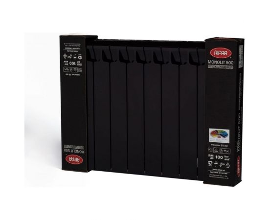 RIFAR 17 Радиатор биметаллический Monolit 500-10 Ду 3 4 Антрацит RM500103/49005 – изображение 3