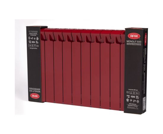 RIFAR 39 Радиатор биметаллический Monolit 500-12 Ду 3/4 RAL 3011 БОРДО RM500123/43011 – изображение 3