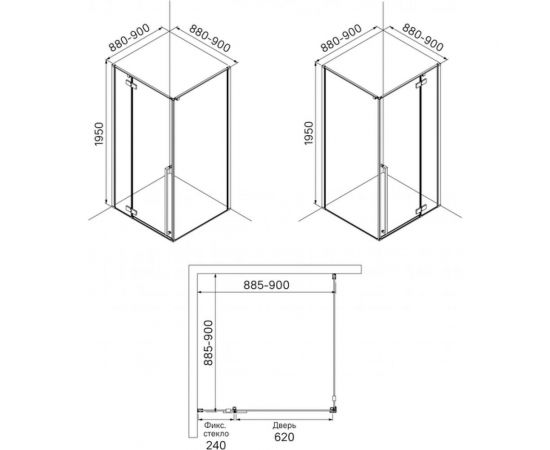 IDDIS Душевое ограждение, черный ал. проф., Slide, SLI6BS0i23 – изображение 4