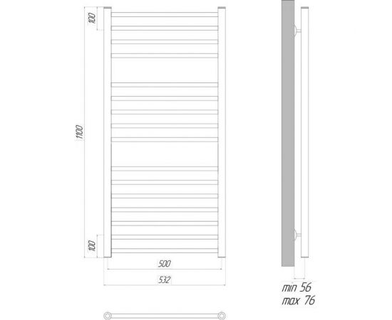Lemark полотенцесушитель электрический Ursus П16 500x1100 левый/правый черный LM72116EBL – изображение 5