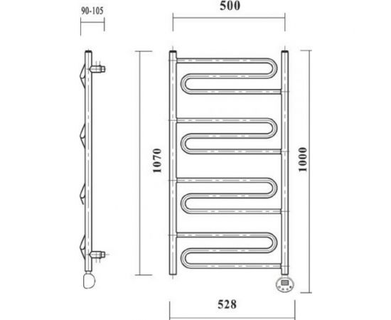 Domoterm Полотенцесушитель электрический тэн слева, Офелия П12 500х1000 EL – изображение 5