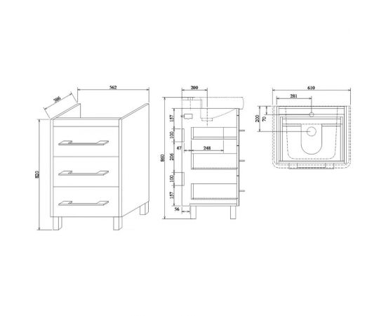 Sanflor Тумба Ларго 60 ШВ раковина Фостер 60 С0002106 – изображение 5