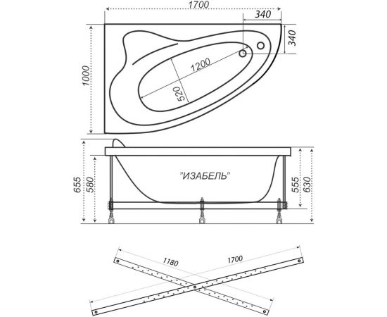 Triton Акриловая ванна Изабель 170 левая Н0000020131 – изображение 6