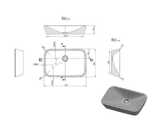RAVAK Умывальник CERAMIC 600 R белый XJX01160002 – изображение 6