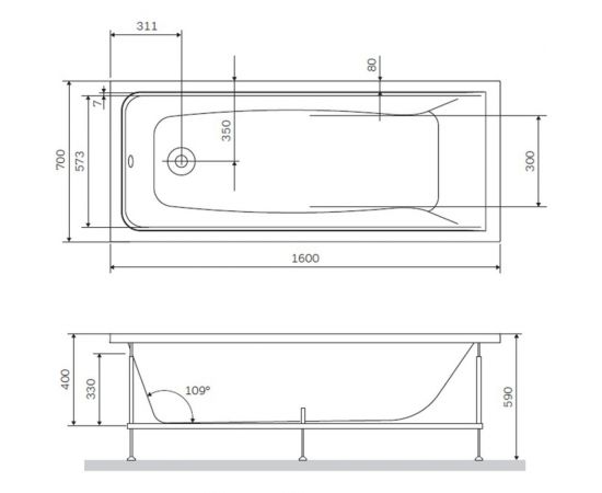 AM.PM Gem, ванна акриловая A0 160x70 см, W90A-160-070W-A – изображение 7