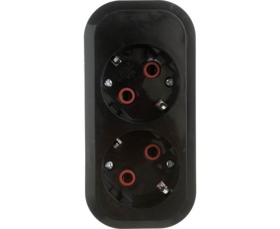 Розеточная колодка TDM 2 гнезда 2П+З 16А 250В черная серии Народная SQ1806-0423 