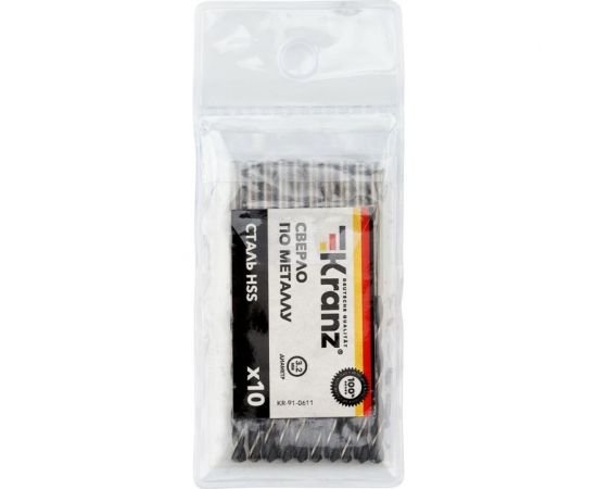 Сверло по металлу (10 шт; 3.2x65x36 мм; HSS) KRANZ KR-91-0611 