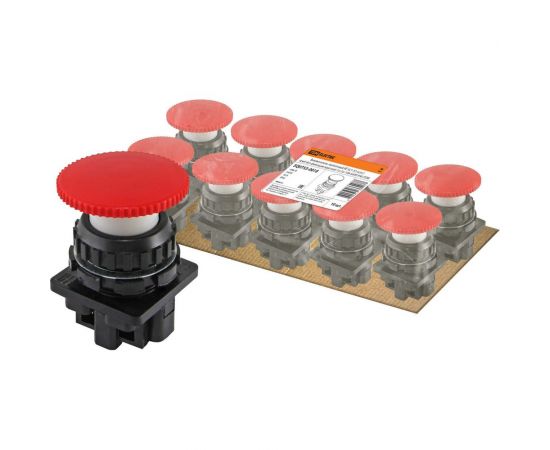 Выключатель TDM кнопочный КЕ 021-У2-исп.2 гриб без фиксации красный 1з+1р 10A 660B IP40 SQ0753-0018 