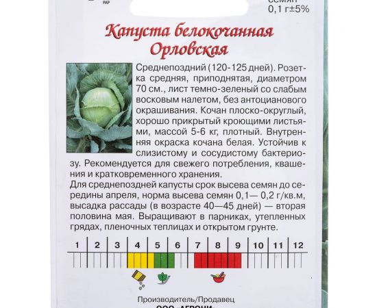 Семена Агрони Капуста белокочанная ОРЛОВСКАЯ F1 3998 – изображение 2