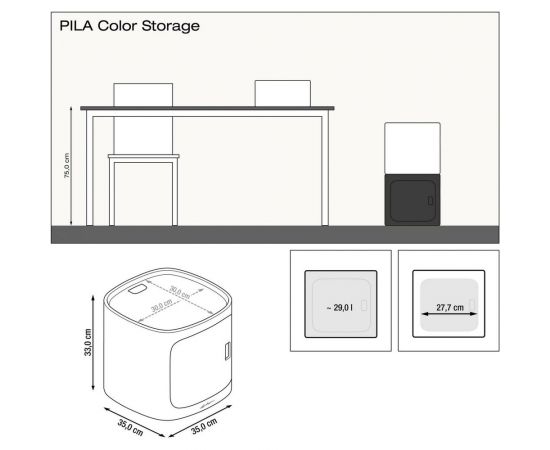LECHUZA Модуль-подставка для хранения инвентаря PILA STORAGE Color, цвет Голубой, 15921 – изображение 2