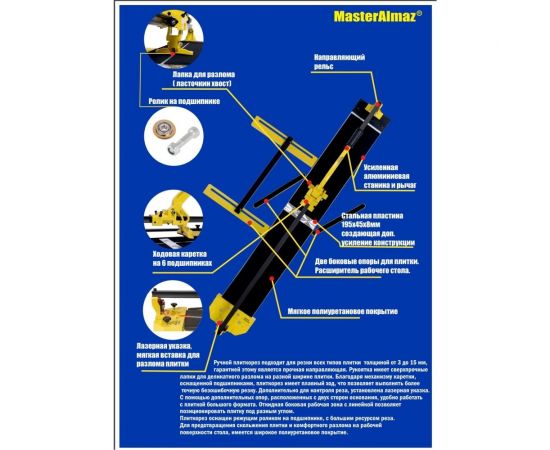 Рельсовый плиткорез МастерАлмаз 1200 мм 10502625 – изображение 2