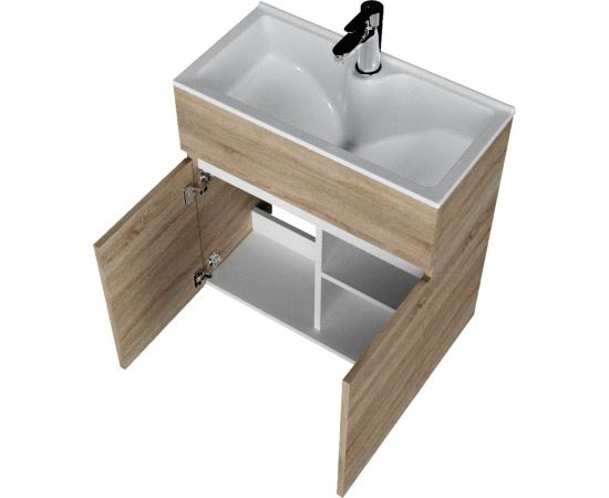 1Marka Тумба с раковиной Mira 60Н 2д. Дуб Сонома У83303 – изображение 2