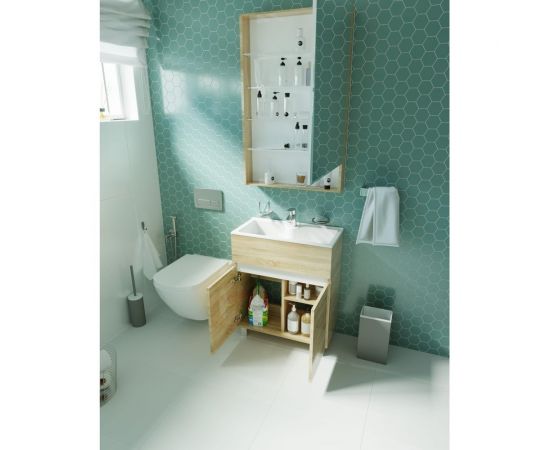 1Marka Тумба с раковиной Mira 60Н 2д. Дуб Сонома У83303 – изображение 3